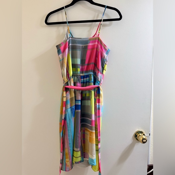 Trina Turk Multicolor V-Neck Dress watercolor patchwork - Picture 2 of 7